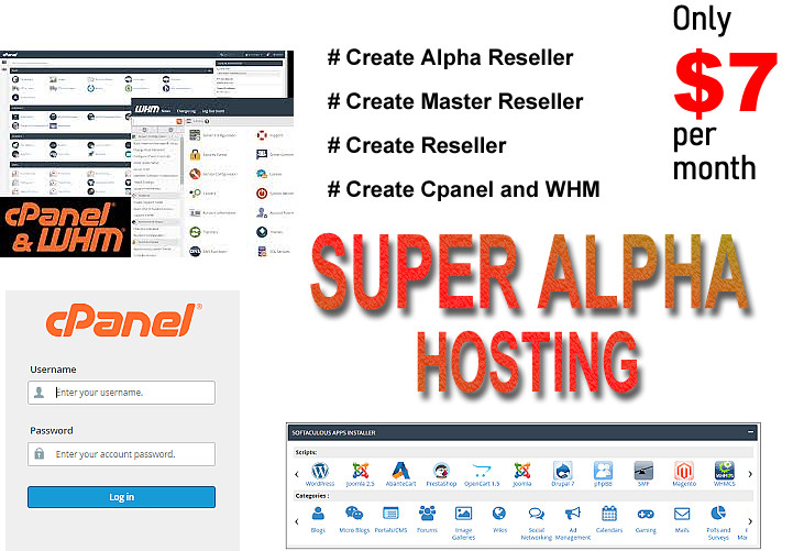 SUPER Alpha Reseller $7 per month hosting UNLIMITED. Cpanel & WHM Free SSL