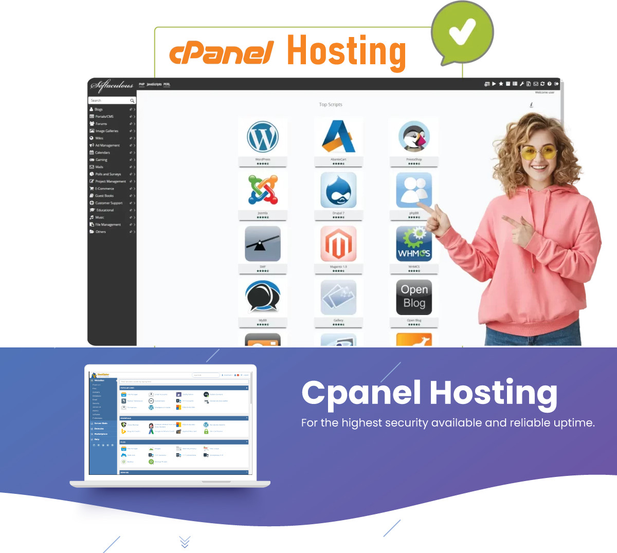 Cpanel Web hosting Unlimited Space, bandwidth, sub domains, instant setup